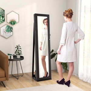 Standing Lockable Jewelry Storage Organizer with Full-Length Mirror-Coffee view 3