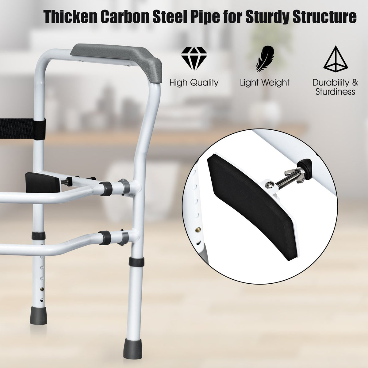 Steel Safety Toilet Rail with Created Fixable Clamp view 5