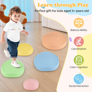 Stepping Stones for Kids 5 PCS Non-Slip Balance Stones with Storage Bag-Macaron view 9