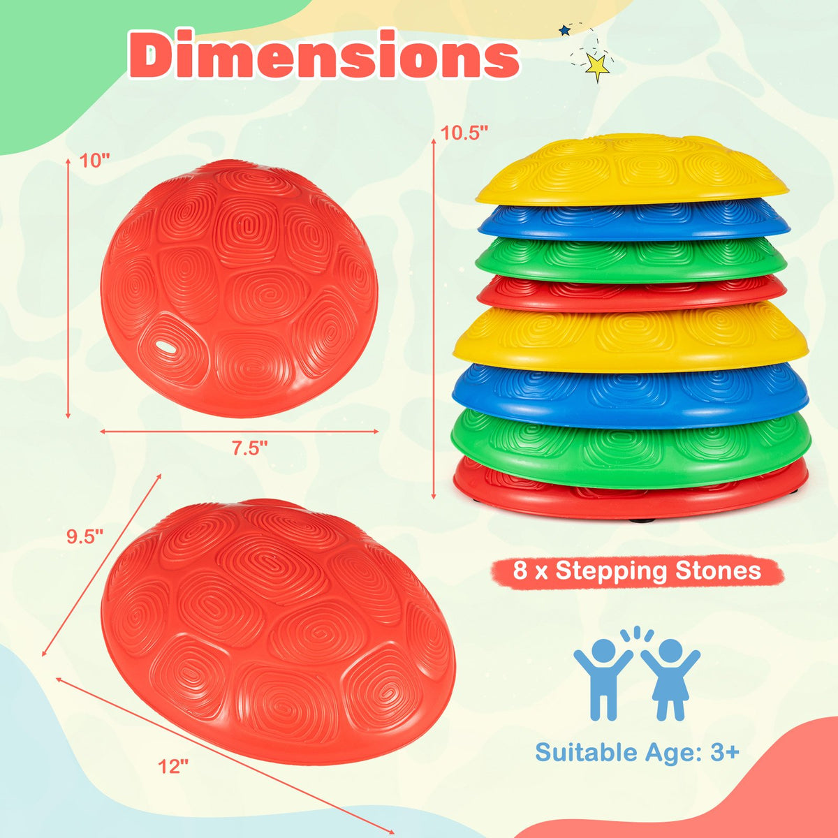 Stepping Stones for Kids 8 PCS Non-Slip Toddler Stepping Stones Balance Sensory Toys-Multicolor view 4