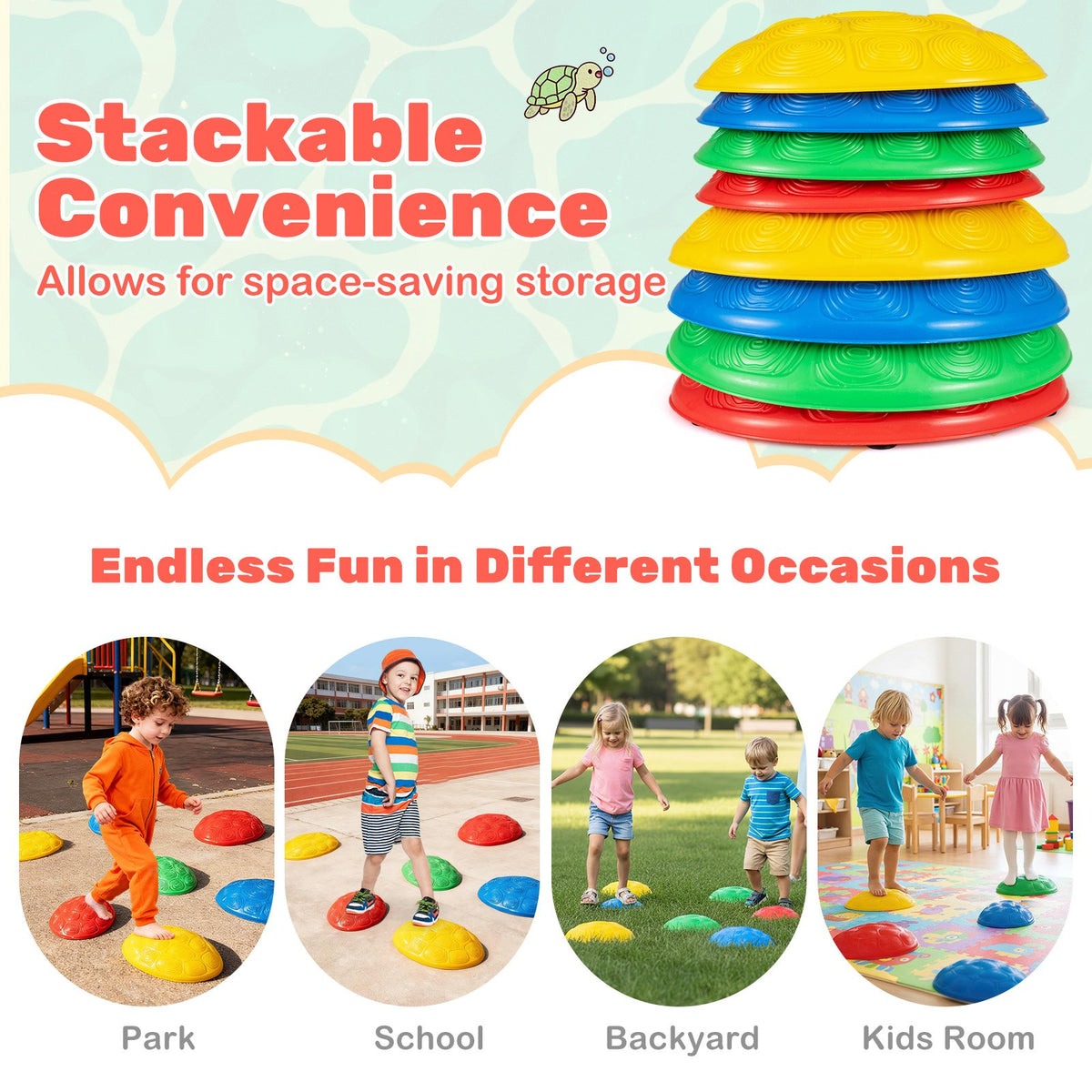 Stepping Stones for Kids 8 PCS Non-Slip Toddler Stepping Stones Balance Sensory Toys-Multicolor view 8