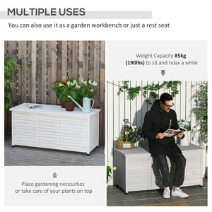 75 Gallon Wooden Storage Box patio Deck Box Bench, Garden Backyard Outdoor Storage Container with Aerating – view 11