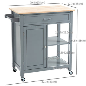 Rolling Kitchen Cart with Wood Top and Drawer, Kitchen Island on Wheels for Dining Room, Black | Aosom Canada