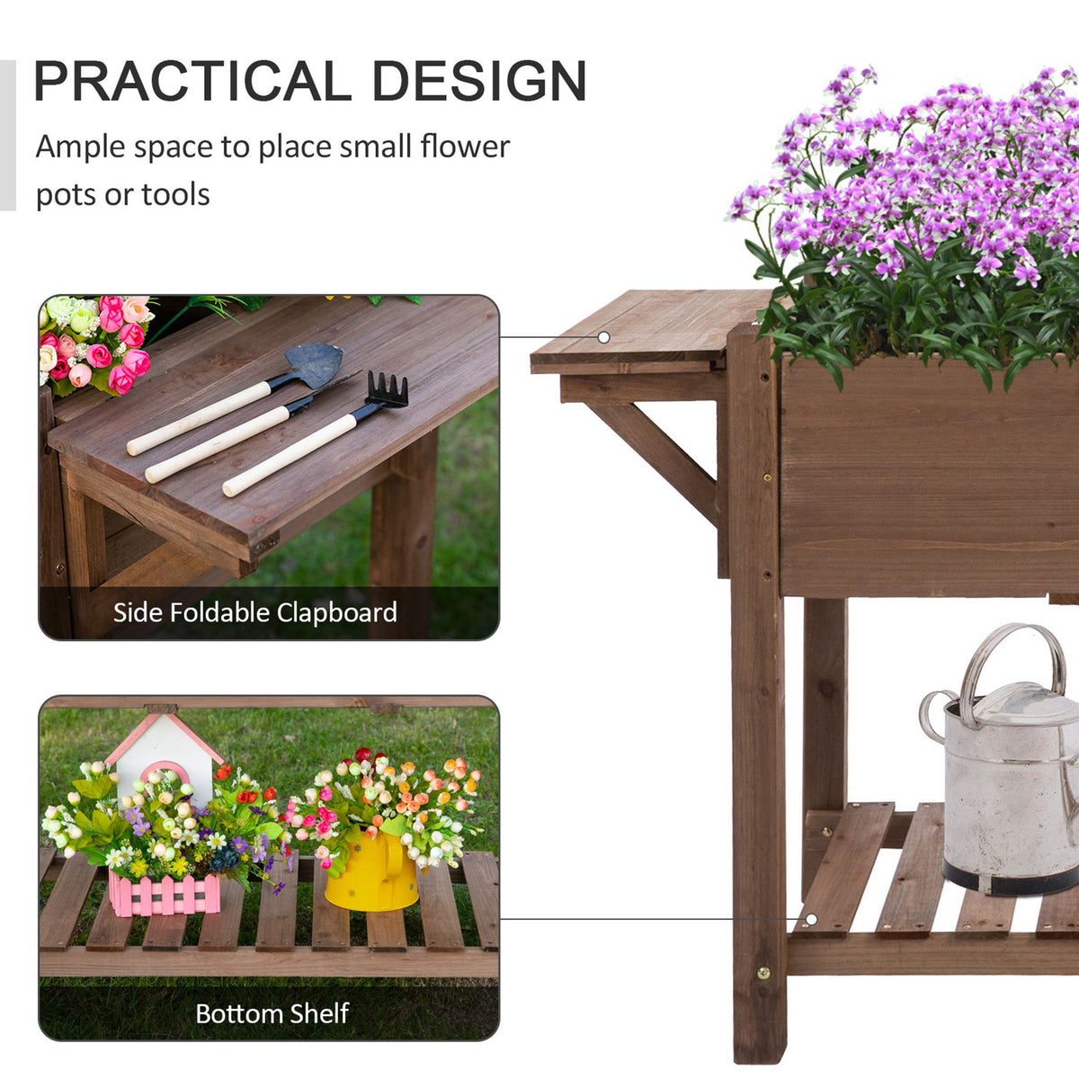 Raised Garden Bed with 8 Grids and Storage Shelf, Elevated Planter Box with Legs – view 4