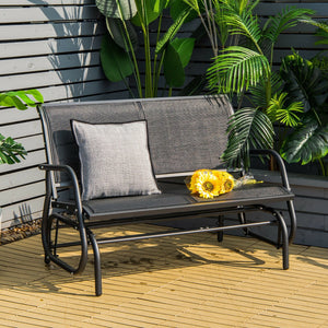 Swing Glider Chair 48 Inch Loveseat Rocker Lounge Backyard-Black view 2