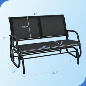 Swing Glider Chair 48 Inch Loveseat Rocker Lounge Backyard-Black view 4