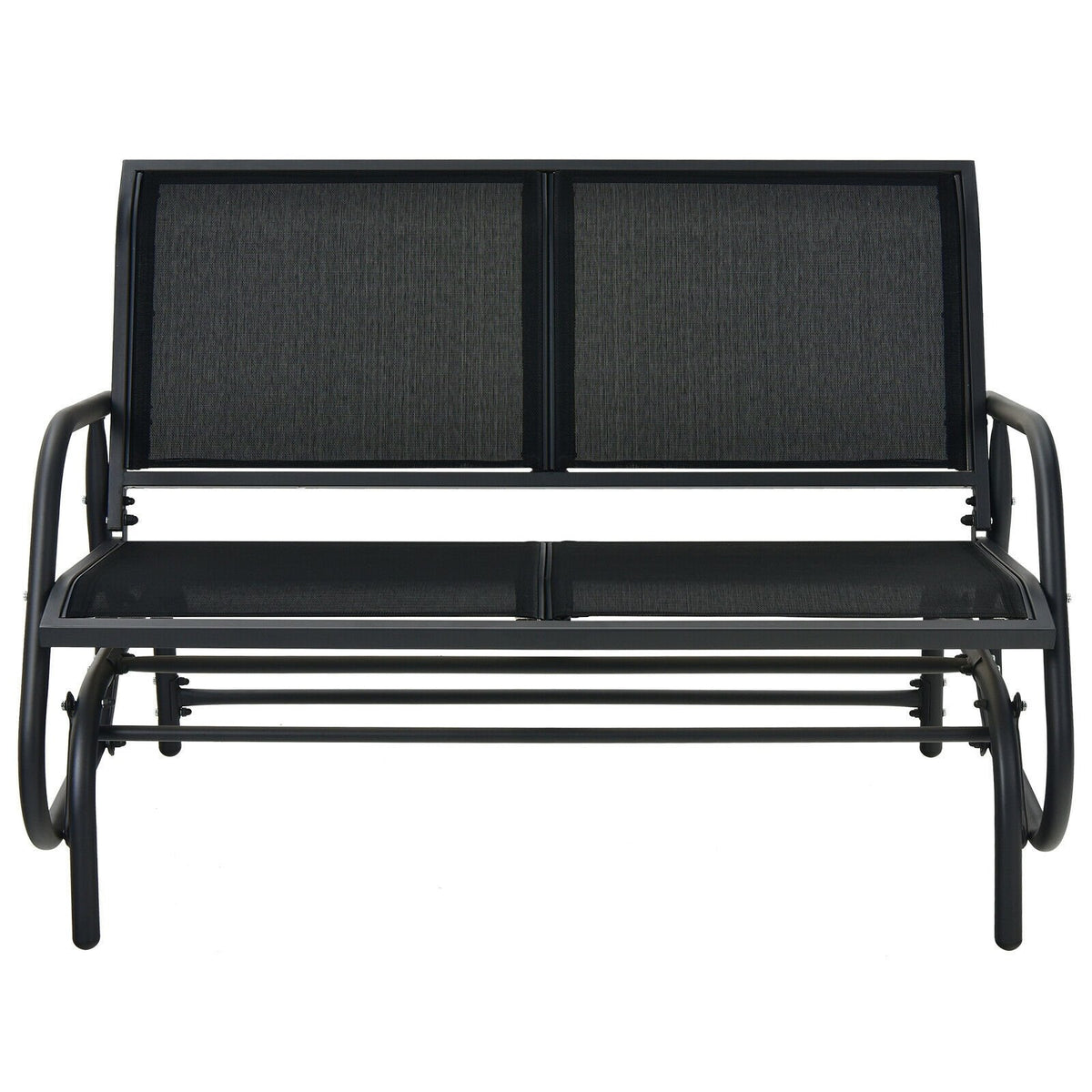 Swing Glider Chair 48 Inch Loveseat Rocker Lounge Backyard-Black view 7