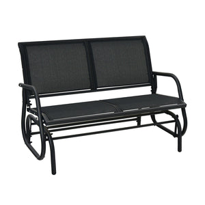 Swing Glider Chair 48 Inch Loveseat Rocker Lounge Backyard-Black view 8