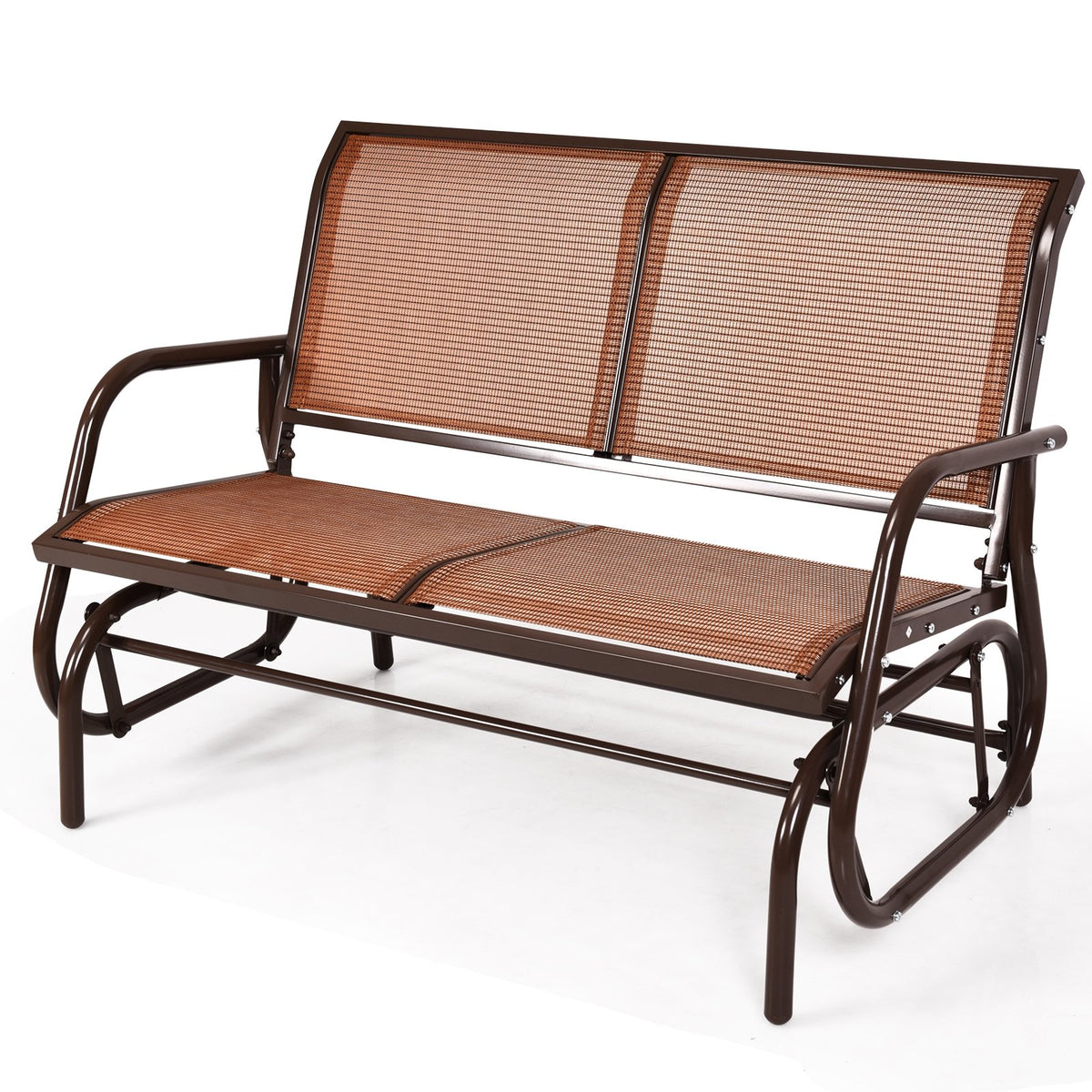 Swing Glider Chair 48 Inch Loveseat Rocker Lounge Backyard-Brown view 4
