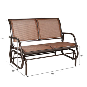Swing Glider Chair 48 Inch Loveseat Rocker Lounge Backyard-Brown view 5