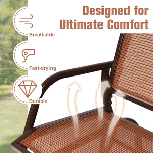 Swing Glider Chair 48 Inch Loveseat Rocker Lounge Backyard-Brown view 8