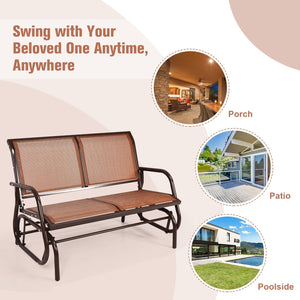 Swing Glider Chair 48 Inch Loveseat Rocker Lounge Backyard-Brown view 9