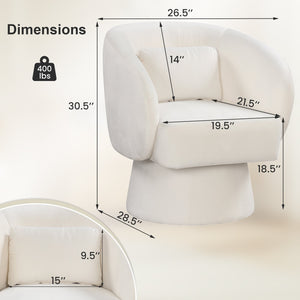 Swivel Accent Chair Upholstered Barrel Chair with Curved Back and Removable Lumbar Pillow-Beige view 4