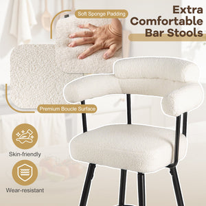 Swivel Bar Stool Set of 2 Counter Height Chairs with Curved Back and Arms-White view 5