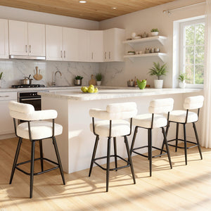 Swivel Bar Stool Set of 2 Counter Height Chairs with Curved Back and Arms-White view 9