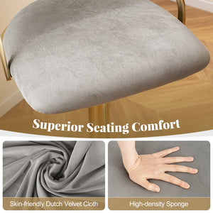 Swivel Bar Stool Set of 2 Dutch Velvet Height Adjustable Island Stools-Grey view 7