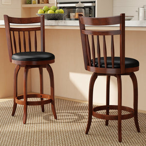 Swivel Bar Stools Set of 2 Counter Height Faux Leather Upholstered Barstools-24 Inches view 2