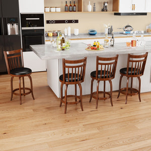 Swivel Bar Stools Set of 2 Counter Height Faux Leather Upholstered Barstools-24 Inches view 5