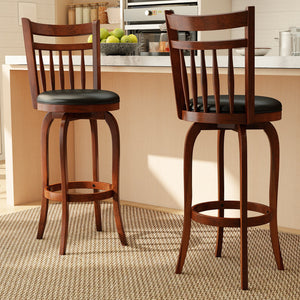 Swivel Bar Stools Set of 2 Counter Height Faux Leather Upholstered Barstools-29 Inhces view 2