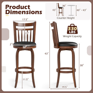 Swivel Bar Stools Set of 2 Counter Height Faux Leather Upholstered Barstools-29 Inhces view 4