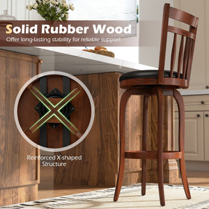 Swivel Bar Stools Set of 2 Counter Height Faux Leather Upholstered Barstools-29 Inhces view 8
