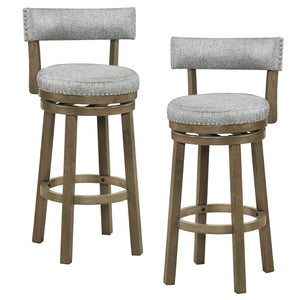Swivel Bar Stools Set of 2 Linen Fabric Upholstered Barstools with Back-31.5 Inches