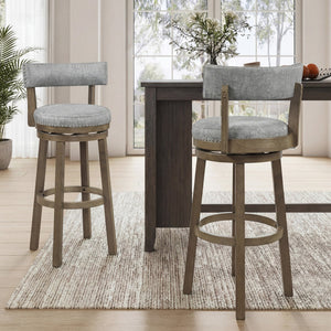 Swivel Bar Stools Set of 2 Linen Fabric Upholstered Barstools with Back-31.5 Inches view 3