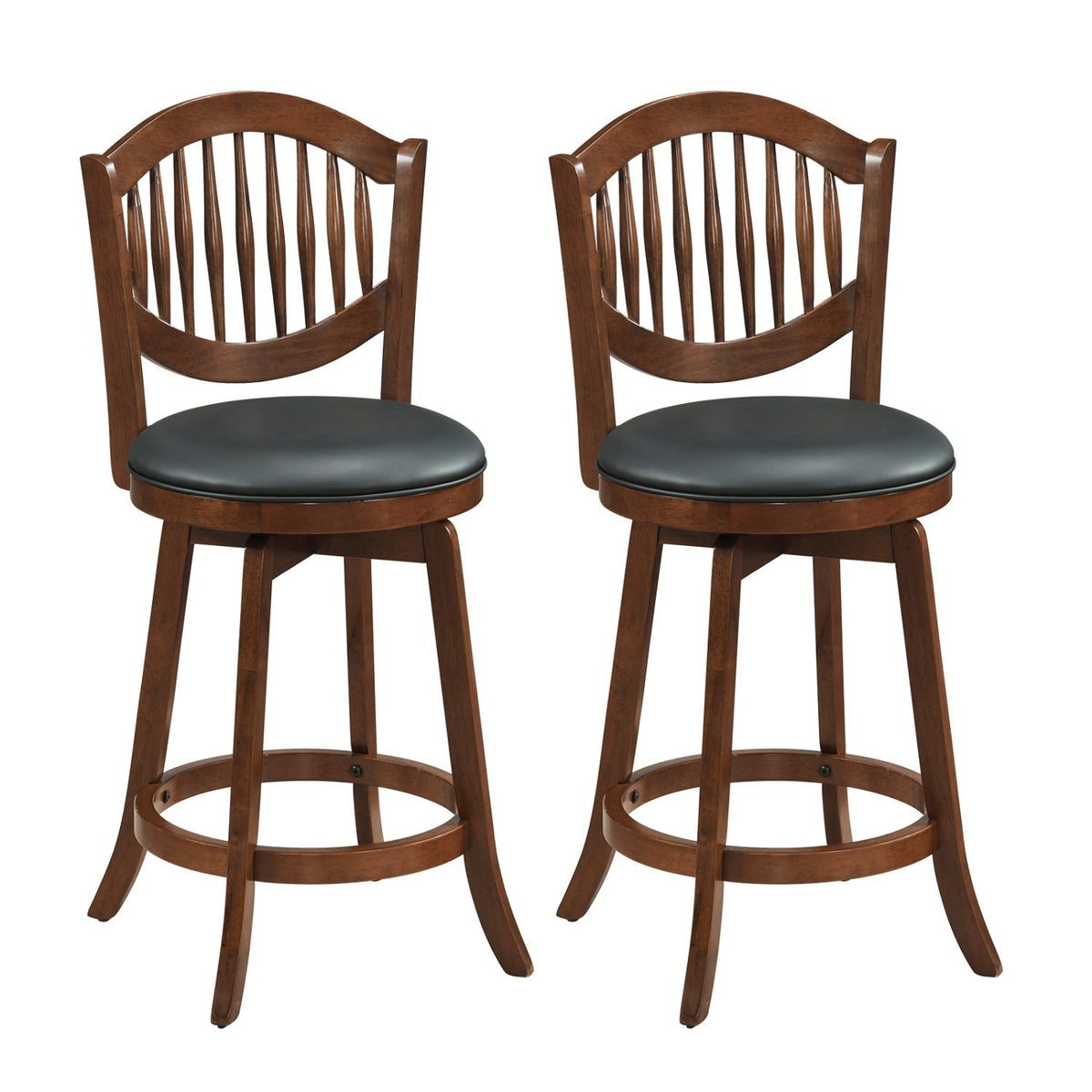 Swivel Bar Stools Set of 2 with Backrest and Wood Frame-25 Inches