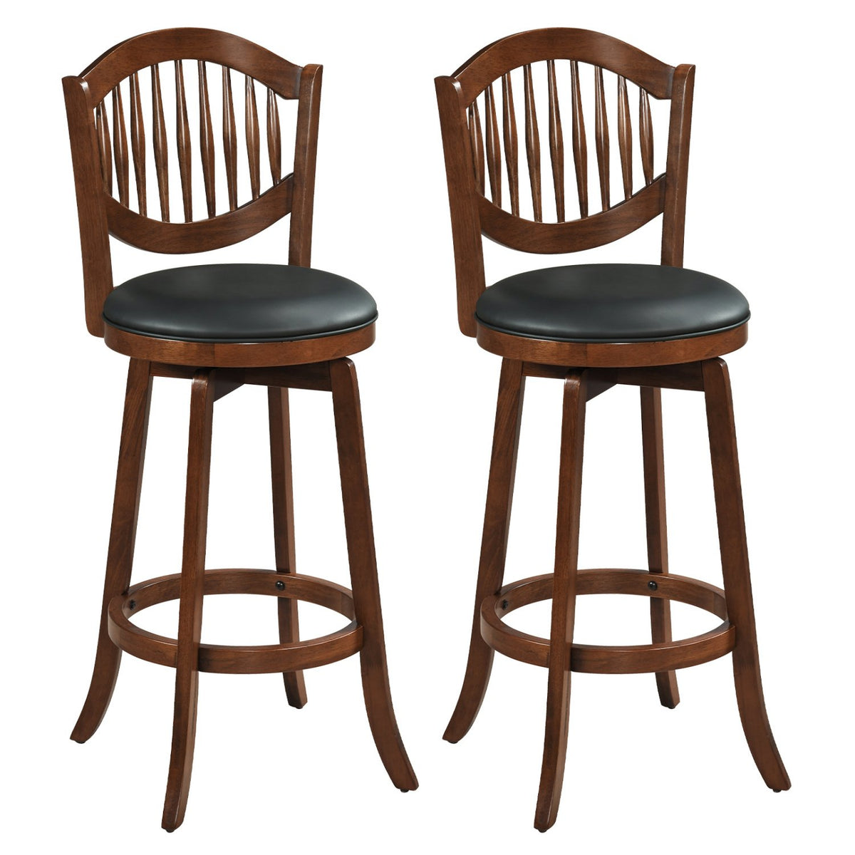 Swivel Bar Stools Set of 2 with Backrest and Wood Frame-30 Inches