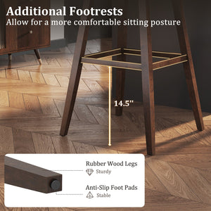 Swivel Bar Stools Set of 2 with Footrest and Rubber Wood Legs-Brown view 5