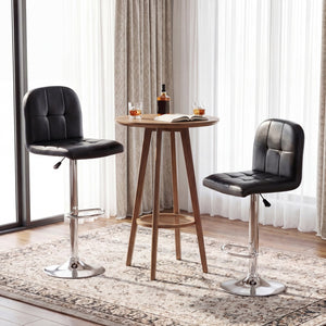 Swivel Bar Stools Set of 2 with Footrests and Metal Base-Black view 3