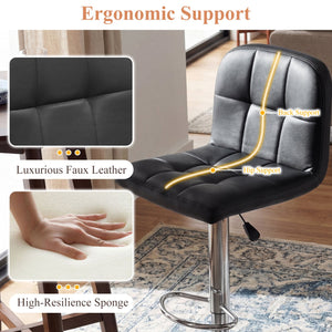 Swivel Bar Stools Set of 2 with Footrests and Metal Base-Black view 7