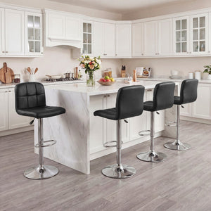 Swivel Bar Stools Set of 2 with Footrests and Metal Base-Black view 9