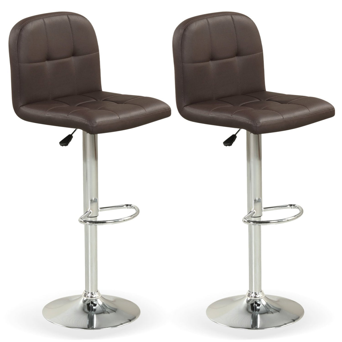 Swivel Bar Stools Set of 2 with Footrests and Metal Base-Brown