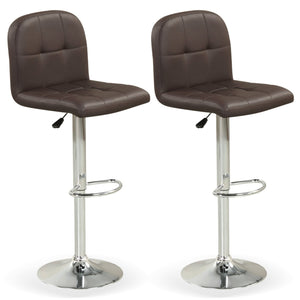 Swivel Bar Stools Set of 2 with Footrests and Metal Base-Brown