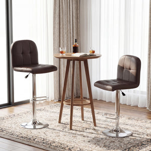 Swivel Bar Stools Set of 2 with Footrests and Metal Base-Brown view 2