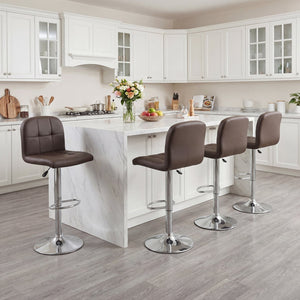 Swivel Bar Stools Set of 2 with Footrests and Metal Base-Brown view 5