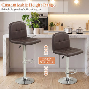 Swivel Bar Stools Set of 2 with Footrests and Metal Base-Brown view 7