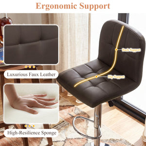 Swivel Bar Stools Set of 2 with Footrests and Metal Base-Brown view 8