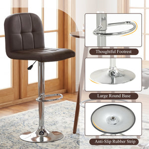 Swivel Bar Stools Set of 2 with Footrests and Metal Base-Brown view 9
