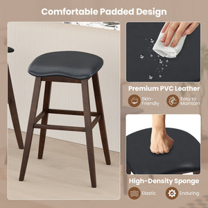 Swivel Bar Stools Set of 2 with Padded Contoured Seat and Footrest-Black & Brown view 8