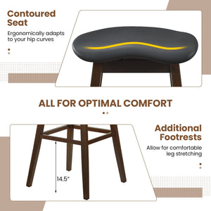 Swivel Bar Stools Set of 2 with Padded Contoured Seat and Footrest-Black & Brown view 9