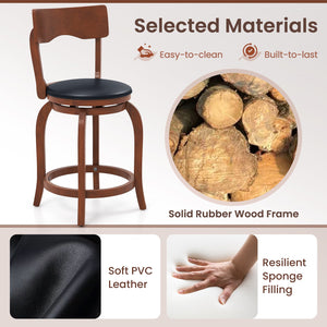 Swivel Bar Stools Set of 2 with Rubber Wood Frame and Upholstered Seat-24 Inch view 8