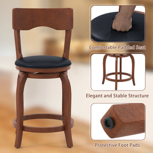 Swivel Bar Stools Set of 2 with Rubber Wood Frame and Upholstered Seat-24 Inch view 9