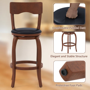 Swivel Bar Stools Set of 2 with Rubber Wood Frame and Upholstered Seat-29 Inch view 8