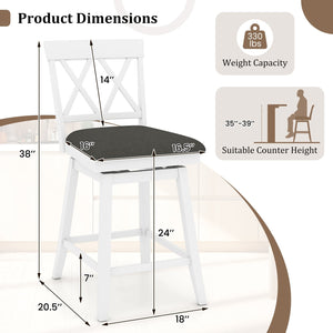 Swivel Bar Stools Set of 4 Counter Height Barstools with Backrest Upholstered Seat Cushion-24 inches view 4