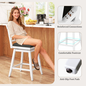 Swivel Bar Stools Set of 4 Counter Height Barstools with Backrest Upholstered Seat Cushion-24 inches view 9