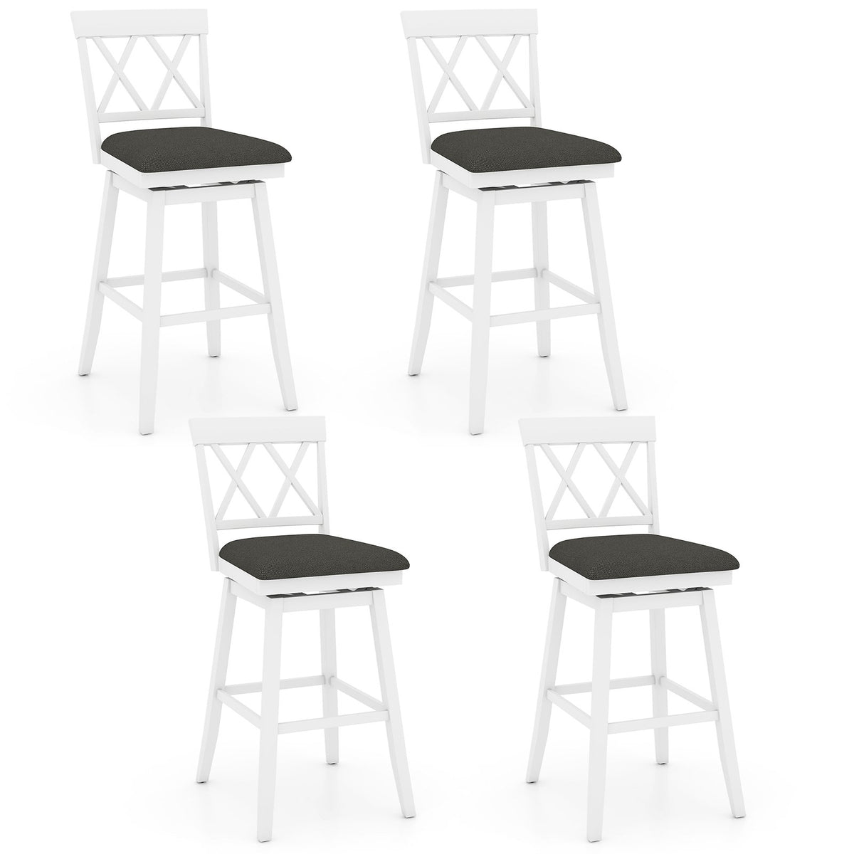 Swivel Bar Stools Set of 4 Counter Height Barstools with Backrest Upholstered Seat Cushion-29 Inches