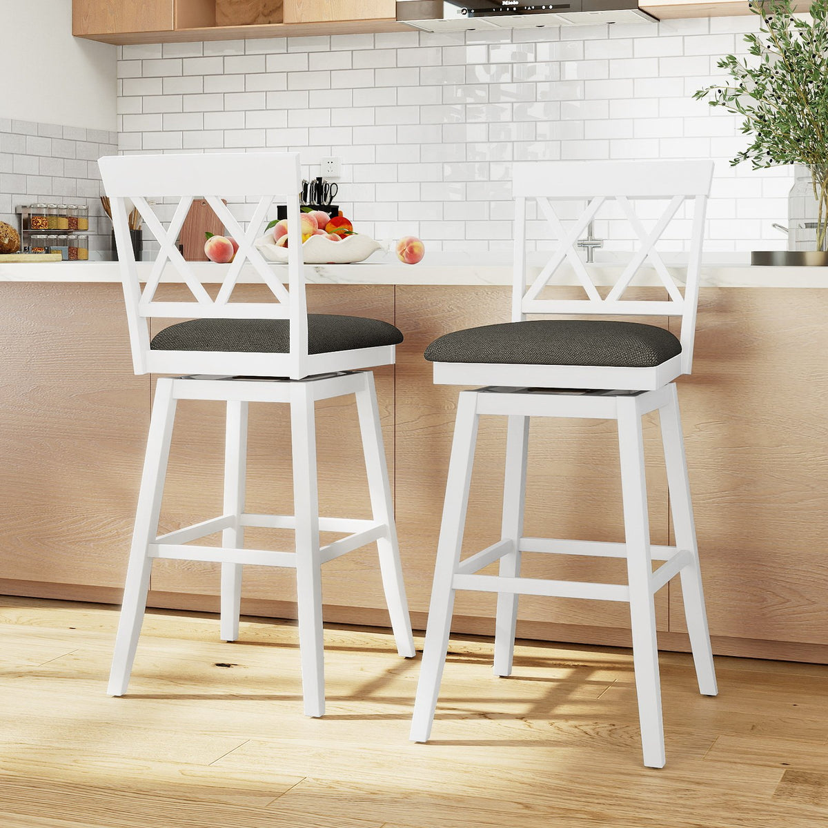 Swivel Bar Stools Set of 4 Counter Height Barstools with Backrest Upholstered Seat Cushion-29 Inches view 5