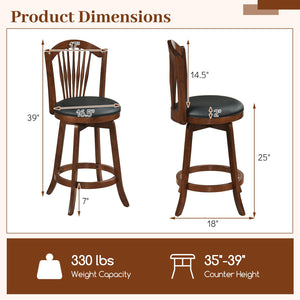 Swivel Bar Stools with Backrests and Wood Frame for Kitchen Island-24 Inch view 4